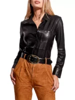 LA Nuit Recycled Leather Blouse US