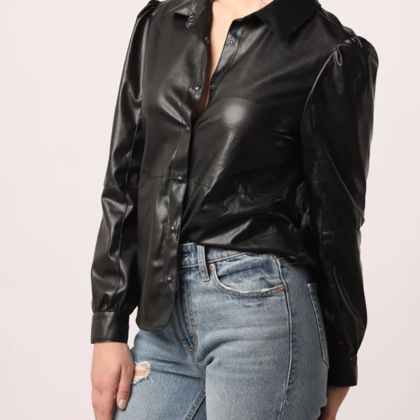 Leather Sleeve Top