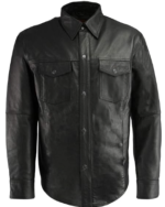 Mens Black Leather Shirt