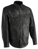 Mens Black Leather Shirt US