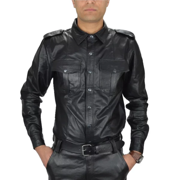 Mens Genuine Leather Shirt Jacket