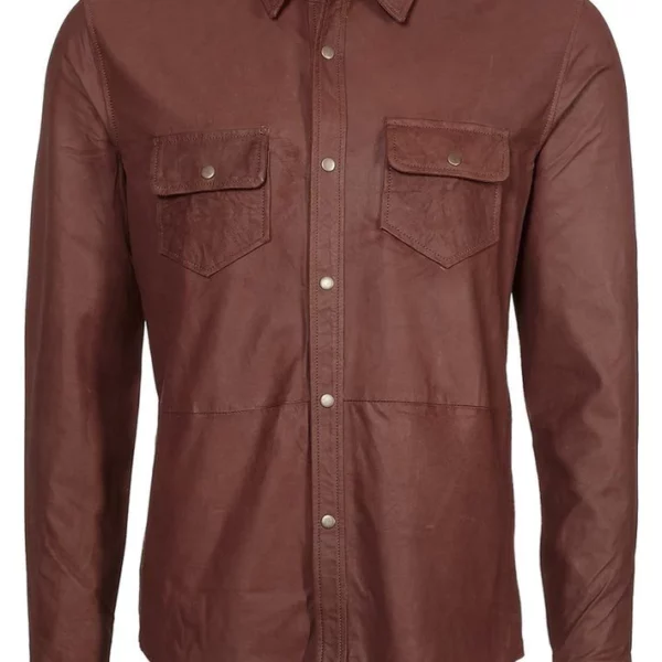 Mens Lambskin Leather Shirt Jacket
