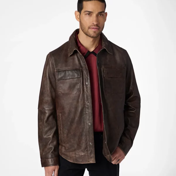 Mens Leather Shirt Jacket