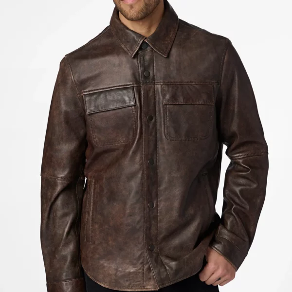 Mens Leather Shirt Jacket USA