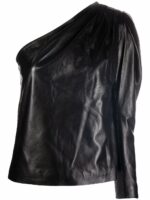 One Shoulder Leather Blouse