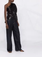 One Shoulder Leather Blouse United States