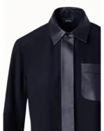 Silk Crepe Shirt Blouse With Leather Trims United States
