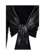 Womens Black Eco Leather Blouse