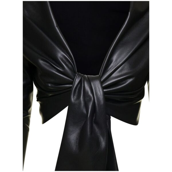 Womens Black Eco Leather Blouse