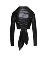 Womens Black Eco Leather Blouse USA