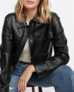 black leather shacket womens US