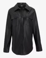 black leather shacket womens