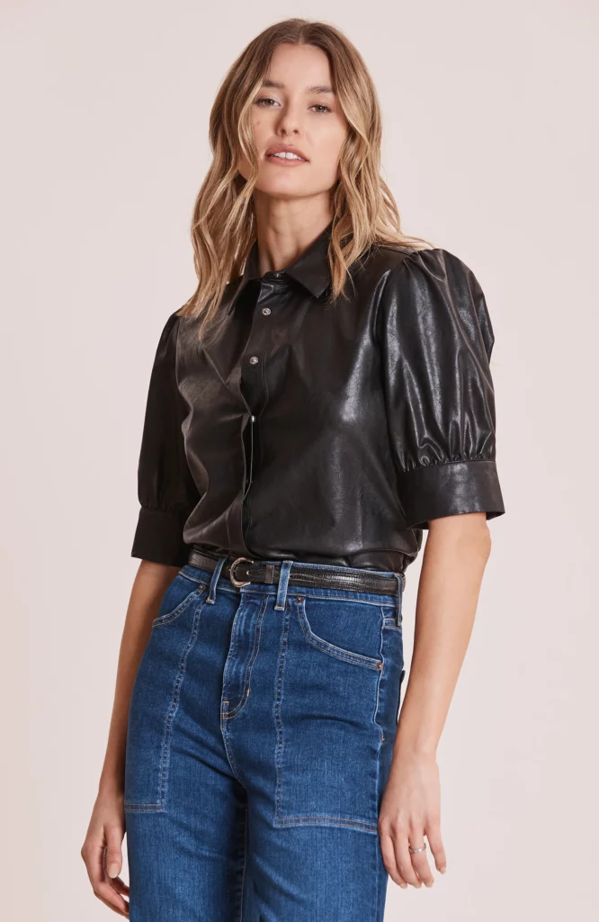 Black Pleather Shirt - Free Shipping USA