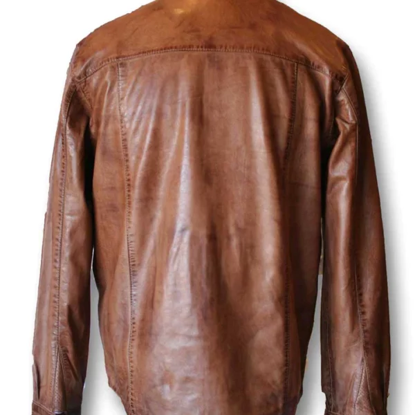 brown leather shirt USA