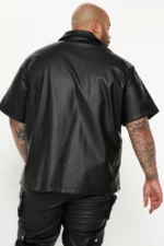 leather zip up shirt US
