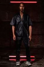 leather zip up shirt