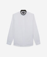 shirt with leather collar