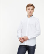 shirt with leather collar