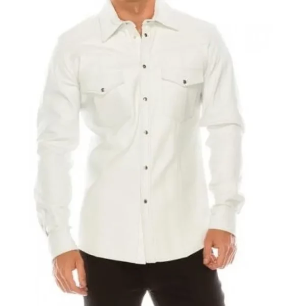 white leather shirt mens