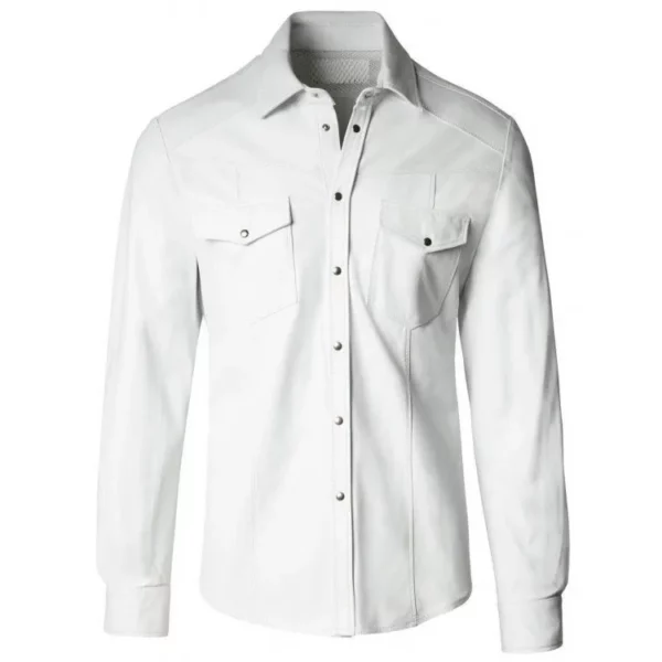 white leather shirt mens USA