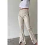 Front Slit Leather Pants