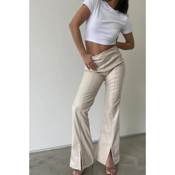 Front Slit Leather Pants United States