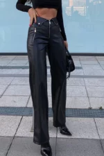 Leather Pants with Zipper in Front USA