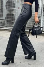 Leather Pants with Zipper in Front United States