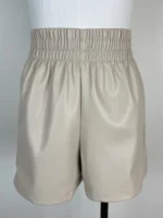 Beige Leather Shorts US