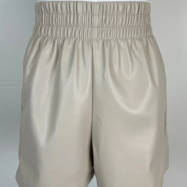 Beige Leather Shorts US