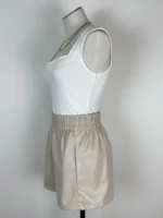 Beige Leather Shorts USA