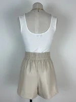 Beige Leather Shorts United States