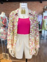 Beige Leather Shorts