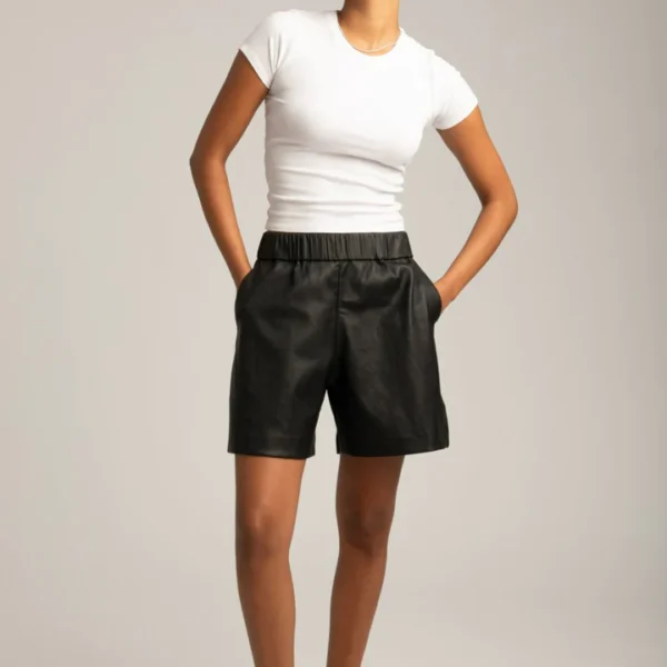 Black Leather Culotte Shorts