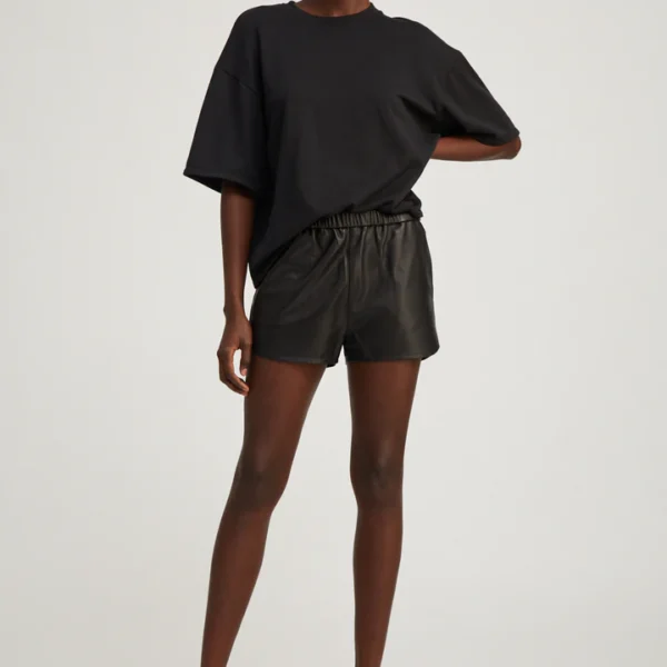 Black Leather Slip Shorts US