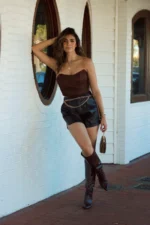 Dark Brown Leather Shorts