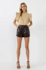 Dark Brown Leather Shorts United States