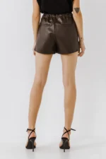 Dark Brown Leather Shorts