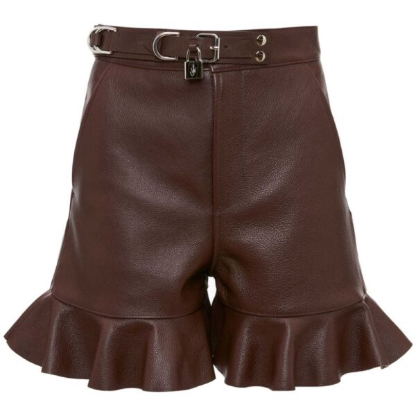 JW Anderson Padlock Ruffled Leather Shorts