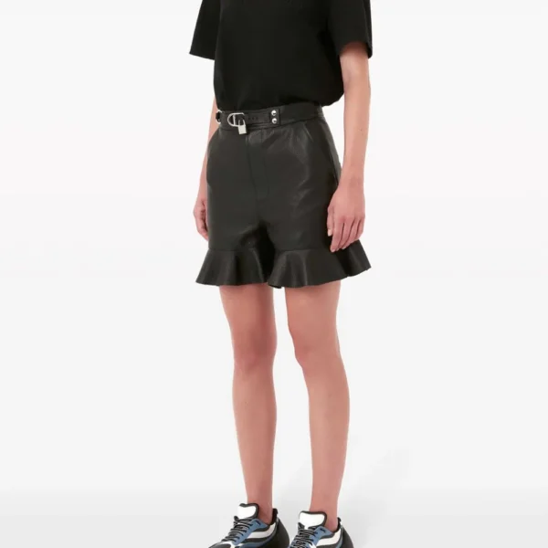 JW Anderson Padlock Strap Ruffled Leather Shorts US