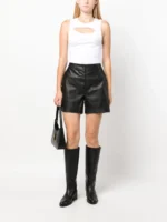 LIU JO Leather Wide Leg Shorts US