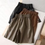 Leather Knee Length Shorts US