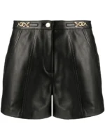 Maje Chain Detail Leather Short Shorts