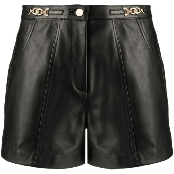 Maje Chain Detail Leather Short Shorts