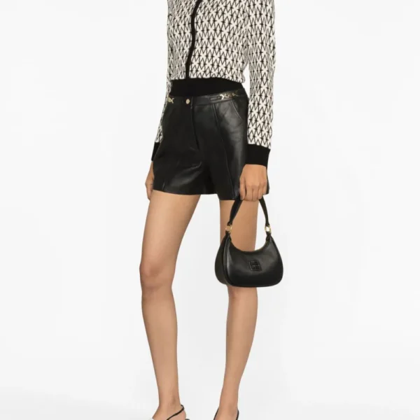 Maje Chain Detail Leather Short Shorts USA