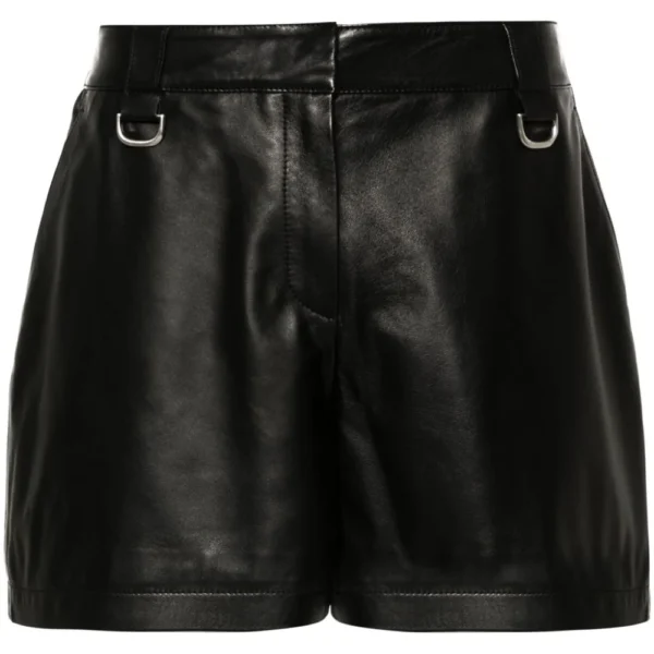Off White High Waisted Leather Shorts