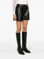 Off White High Waisted Leather Shorts USA