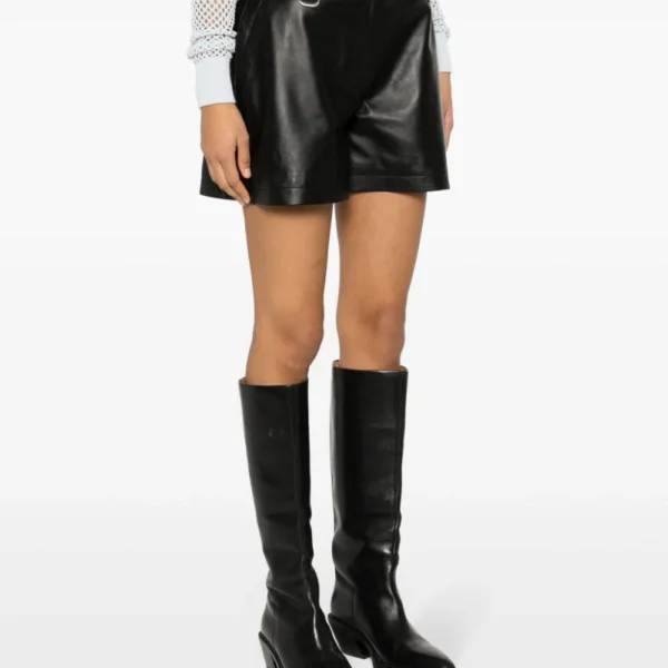 Off White High Waisted Leather Shorts USA