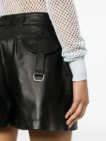 Off White High Waisted Leather Shorts