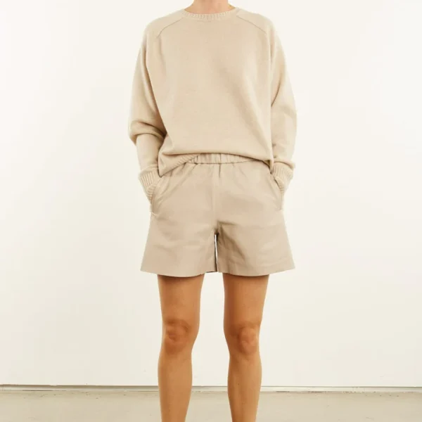 Off White Leather Culotte Shorts USA